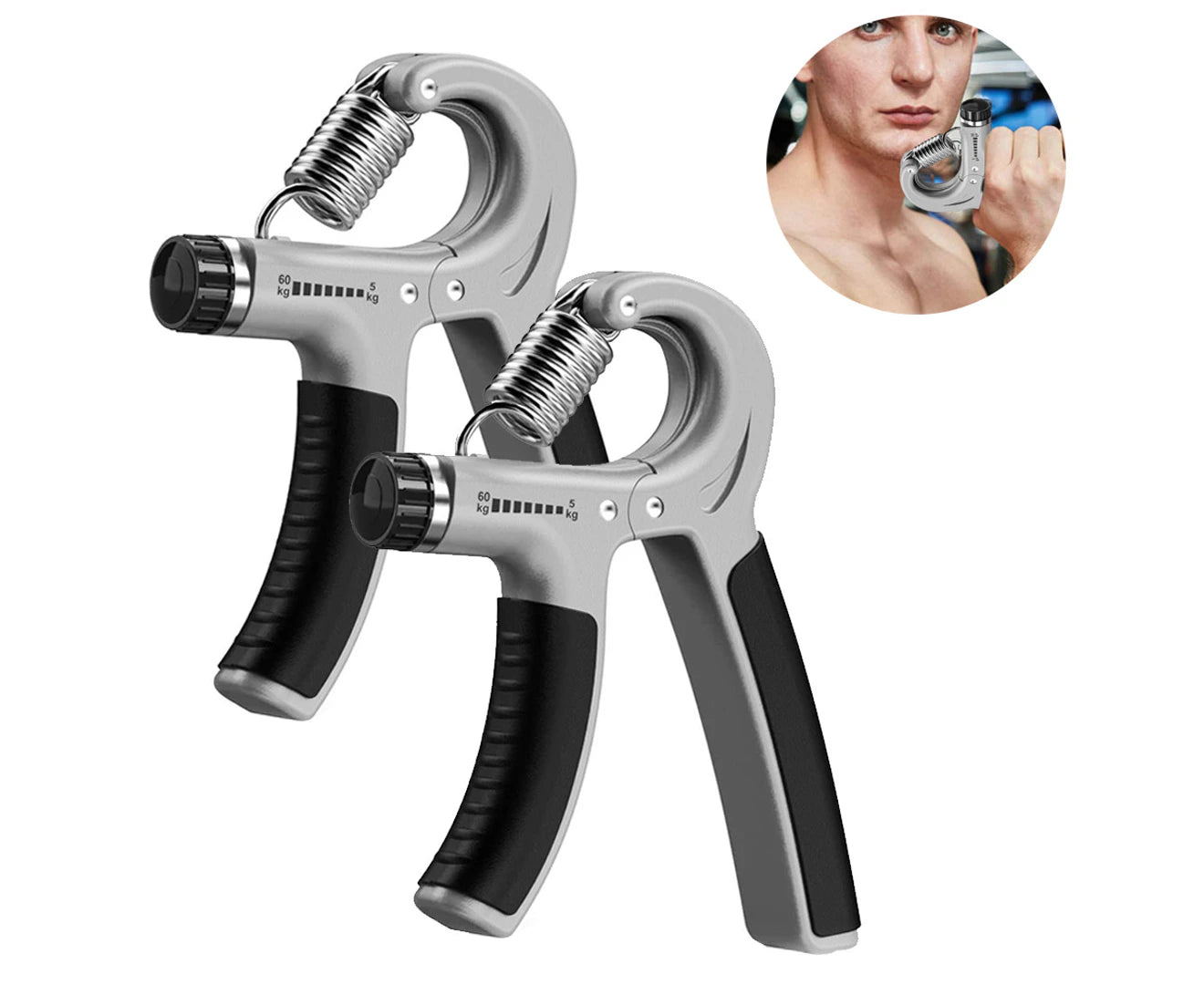 Grip Strength Device|2Pcs Adjustable Grip - Black Grey