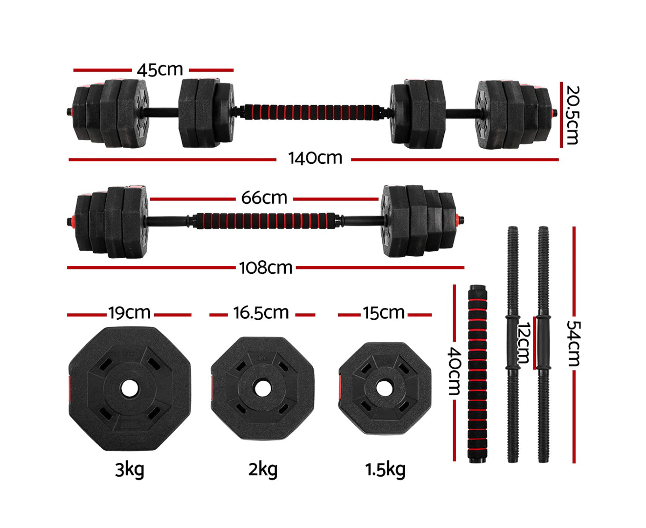 Everfit 40Kg Dumbbells Barbell Set Adjustable Dumbbell Weight Lifting