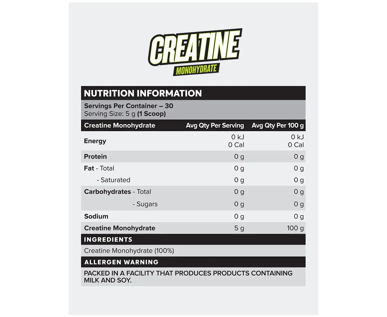 Creatine Monohydrate Unflavoured 150G / 30 Serves