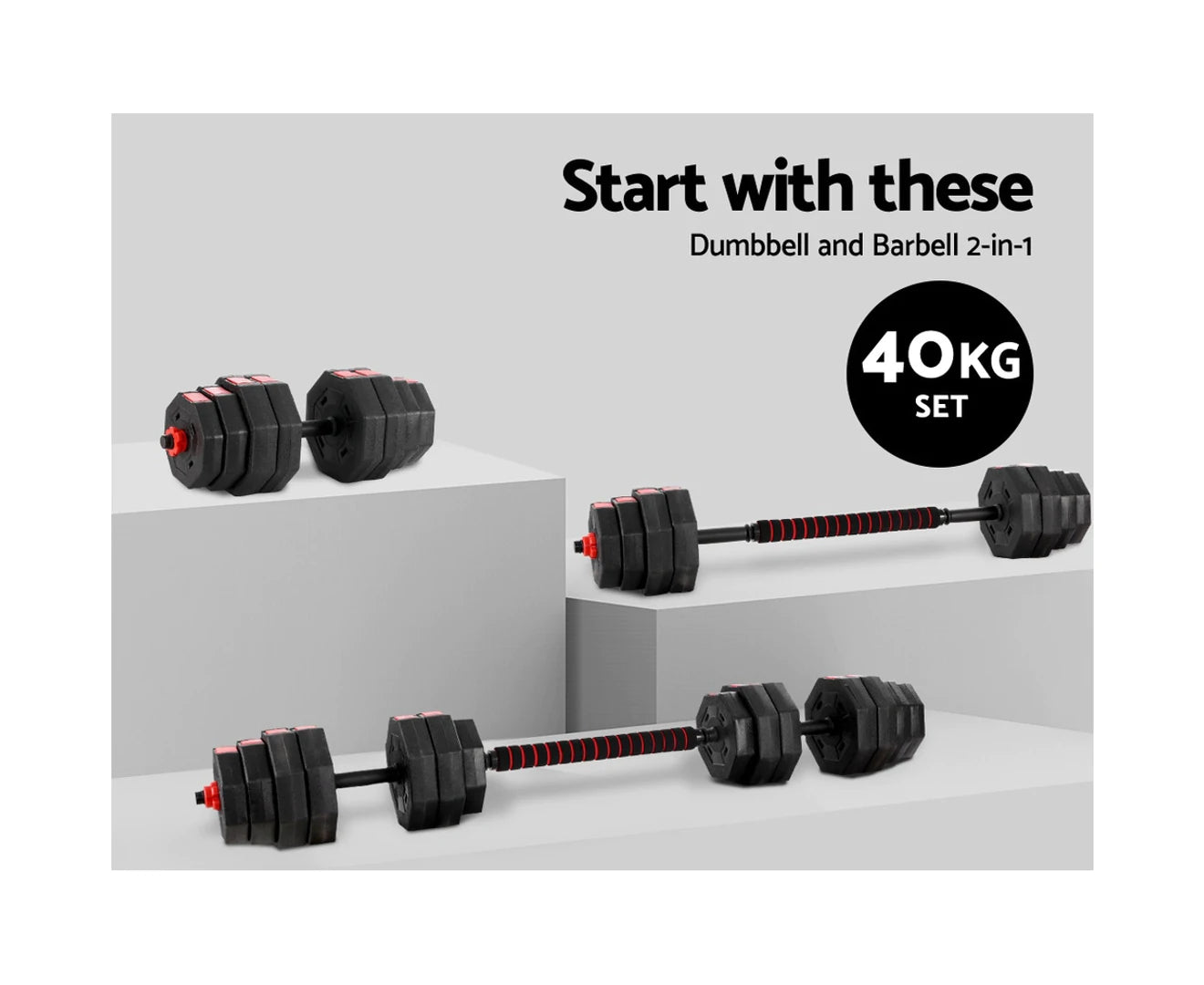 Everfit 40Kg Dumbbells Barbell Set Adjustable Dumbbell Weight Lifting